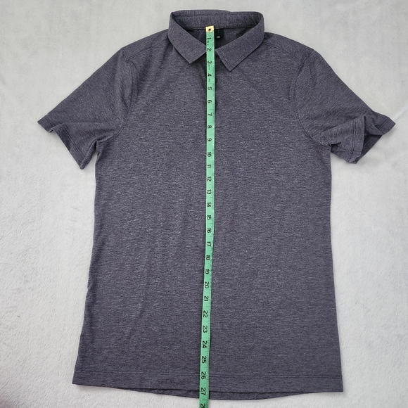 LULULEMON Men's Heathered Grey Lavender Polo Shirt Stretch Size Small - Picture 6 of 6